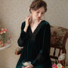 French Elegant Lace Velvet Long Sleeve Nightdress