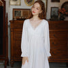 French Lace V-Neck Long-Sleeved Nightdress