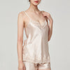 16 Momme Mulberry Silk Lace Camisole Shorts Pajama Set