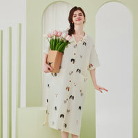 Cartoon Cotton Mid-sleeved Nightdress