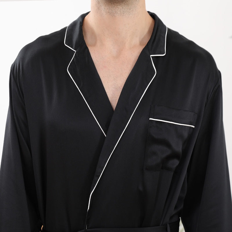 19 Momme Mulberry Silk Men's Long Sleeve Robe