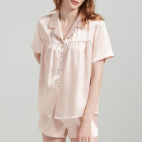 19 Momme Mulberry Silk V-Neck Short Sleeve Pajamas Set