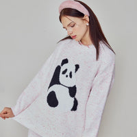 Pink Panda Half-Pile Flannel Pullover Long-Sleeved Pant Pajamas Set