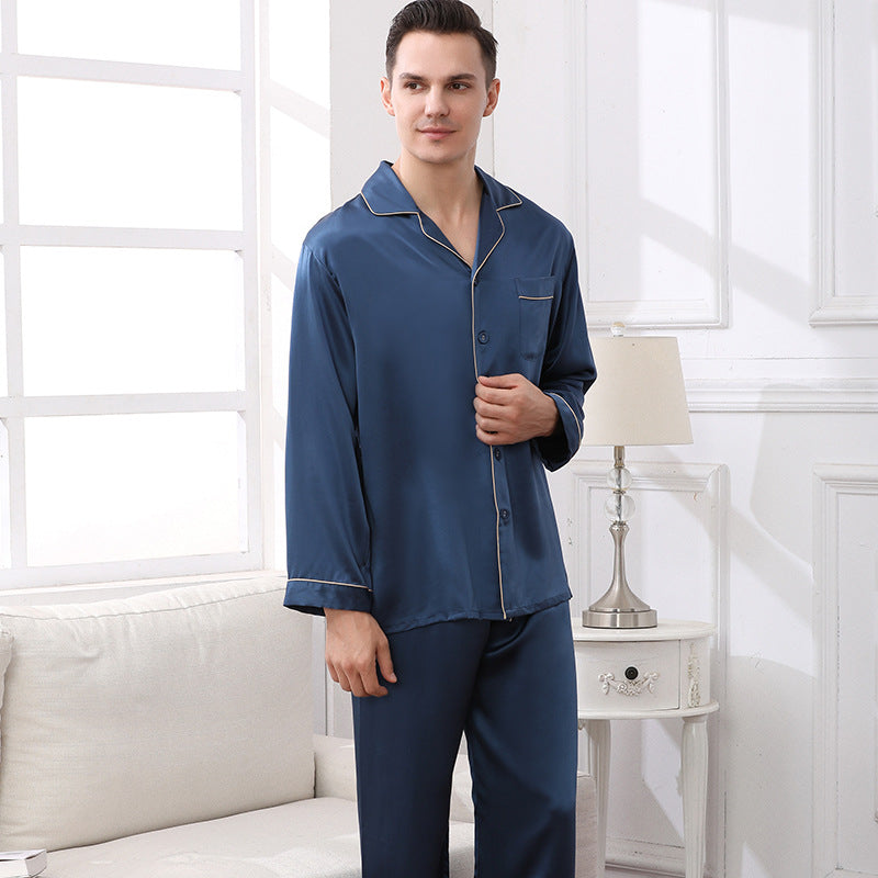 19 Momme 100% Mulberry Silk Men's Long Sleeve Pajamas Set