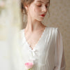 Palace Style Retro Lace Bow V-Neck Long-Sleeved Nightdress