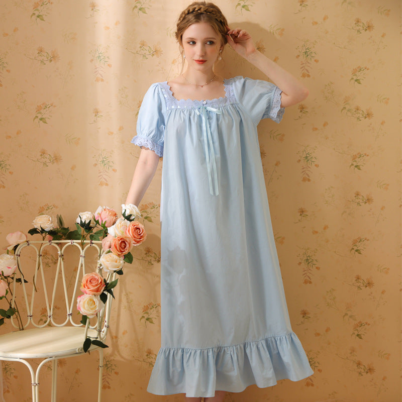 Palace Style Cotton Short-Sleeved Nightdress