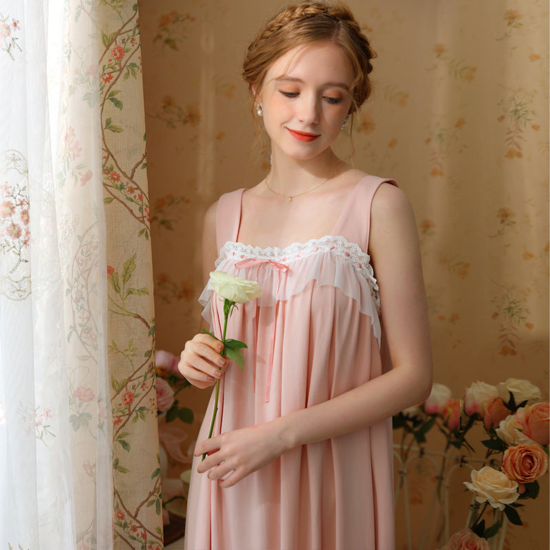 Sweet Sleeveless Nightdress With Wide Straps