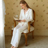 Simple Solid Color Long Sleeve Pants Pajamas Set