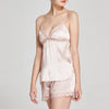 16 Momme Mulberry Silk Lace Cut-Out Camisole Shorts Pajama Set