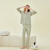 Class A Cotton Lace V-Neck Long Sleeve Trousers Pajamas Set