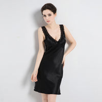 16 Momme Mulberry Silk Sexy Lace Bownot Suspender Nightdress