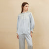 19 Momme Mulberry Silk Retro Style Long Sleeve Trousers Pajamas Set