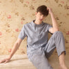 Men's Solid Color Stand Collar Pure Cotton Pajamas Set