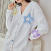 White Stars Half-Pile Long Sleeve Trousers Pajamas Set