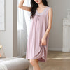 Solid Color Lace V-neck Sleeveless Nightdress