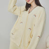 Yellow Rainbow Half-Pile Long Sleeve Trousers Pajamas Set