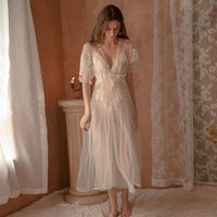 Sexy Palace Style Gauze Lace Nightdress Set