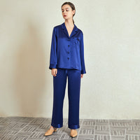 30 Momme Heavy Mulberry Silk Long Sleeve Trousers Pajamas Set