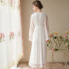 Gauze Lace Long-Sleeved Nightdress With Puff Sleeves