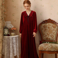 French Velvet Long Sleeve Nightdress