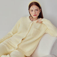 Yellow Half-Pile Flannel Long Sleeve Trousers Pajamas Set