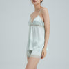 16 Momme Mulberry Silk Lace Cut-Out Camisole Shorts Pajama Set