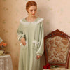 Cute Lapel Lace Bow Velvet Long Sleeve Nightdress