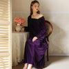 Elegant Square Neck Velvet Long Sleeve Nightdress