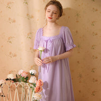 Palace Style Cotton Short-Sleeved Nightdress