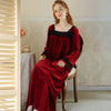 Elegant Square Neck Velvet Long Sleeve Nightdress