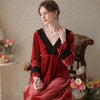 French Elegant Lace Velvet Long Sleeve Nightdress