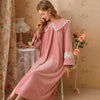 Leather Pink Lapel Lace Velvet Long Sleeve Nightdress