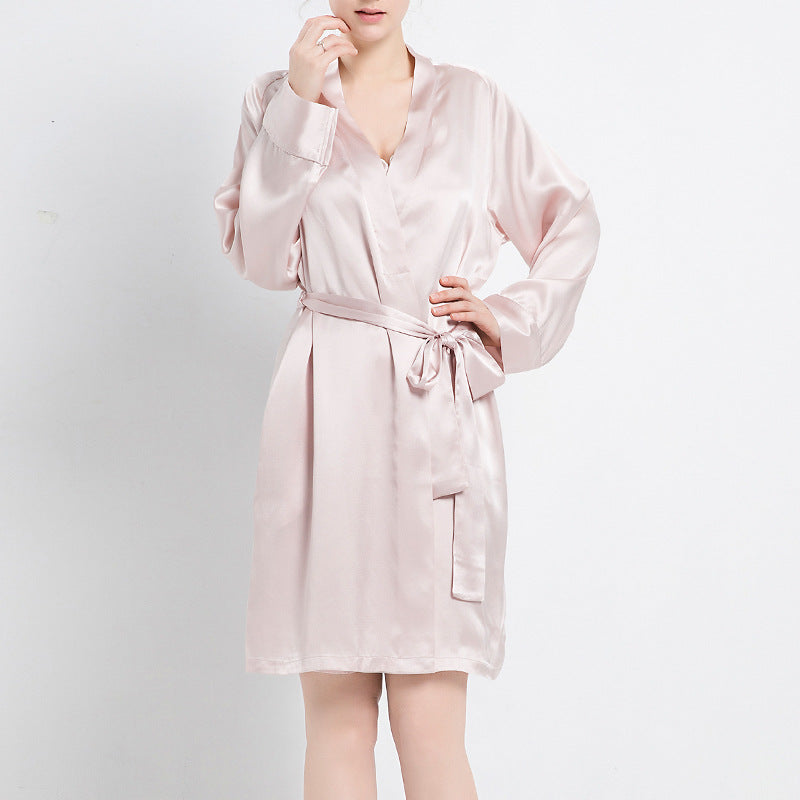 16 Momme Mulberry Silk Long Sleeve Short Robe