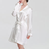 16 Momme Mulberry Silk Lacy Long-Sleeved Robe