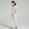 19 Momme Mulberry Silk Solid Short Sleeve Trousers Pajamas Set