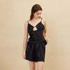 19 Momme Mulberry Silk Black Sexy Camisole Shorts Pajama Set