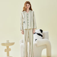 Lyocell Striped Long Sleeve Pants Pajamas Set