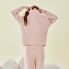 Solid Color Velvet Half Side Long Sleeve Trousers Pajamas Set