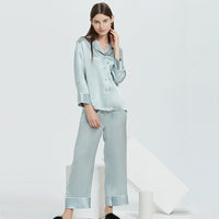 22 Momme Mulberry Silk Long Sleeve Trousers Pajamas Set