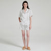 19 Momme Mulberry Silk Vertical Stripe Short Sleeve Shorts Pajamas Set