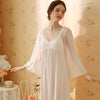 Lace Gauze Bow Long Sleeve Nightdress