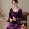 French Velvet Bow Long Sleeve Nightdress