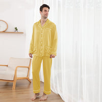 22 Momme 100% Mulberry Silk Men's Long Sleeve Trousers Pajamas Set