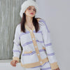 Yellow Stripe Half-Pile Long Sleeve Trousers Pajamas Set