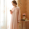 Sweet Lapel Lace Long-Sleeved Nightdress