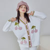 White Cherry Half-Pile Long Sleeve Trousers Pajamas Set