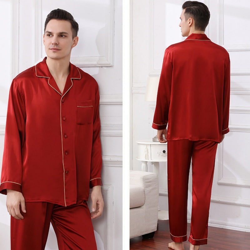 19 Momme 100% Mulberry Silk Men's Long Sleeve Pajamas Set