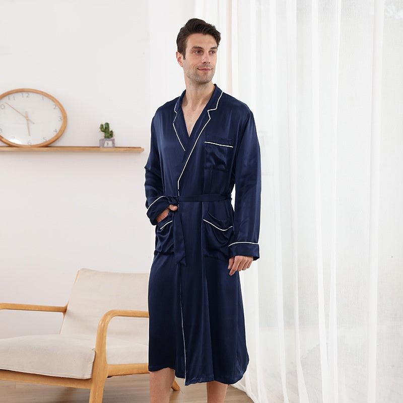 19 Momme Mulberry Silk Men's Long Sleeve Robe