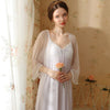 Lace Gauze Bow Long Sleeve Nightdress