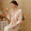 Pink V-Neck Velvet Long-Sleeved Nightdress